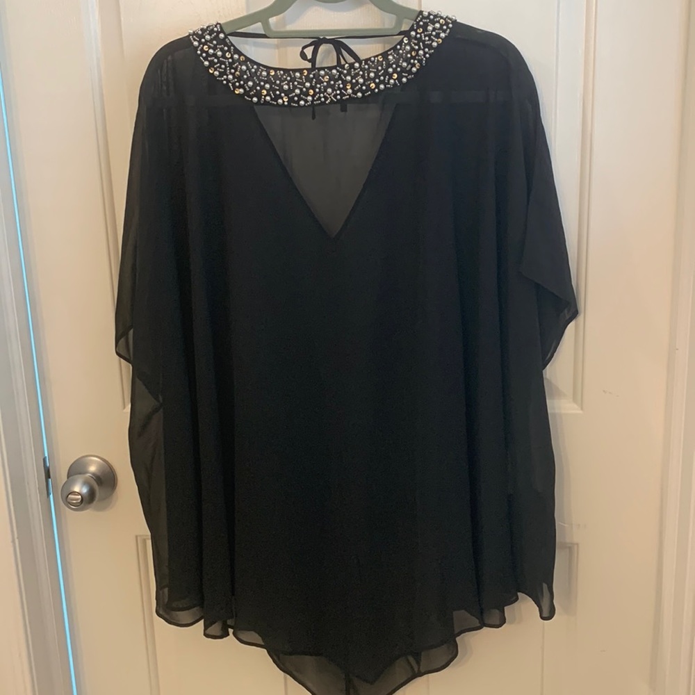 Marina Black Beaded Embellished Swim swimsuit Cover-up